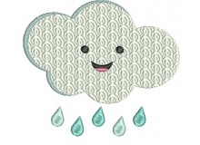 Stickdatei - Happy Spring Regenwolke